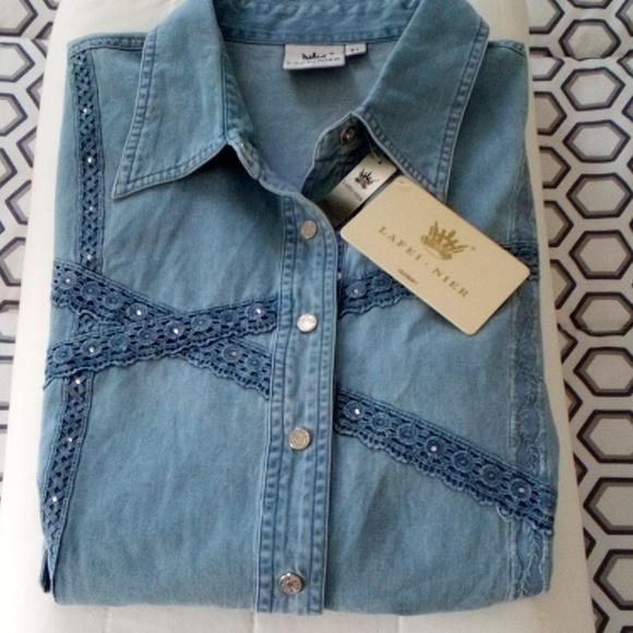 LAFEI-NIER Blue Shirt NWT! - Picture 6 of 6